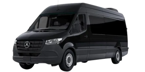 Black Mercedes-Benz Sprinter luxury van used for group transportation by Lowcountry Luxury Limo in Charleston SC